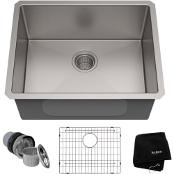 23 Inch Undermount Single Bowl Kitchen Sink - 23" Undermount Single Bowl 16 Gauge Stainless Steel Kitchen Sink with Accessories view