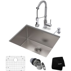 23 Inch Undermount Single Bowl Kitchen Sink - 23 Inch Undermount Single Bowl Kitchen Sink with Commercial Pull-Down Faucet and Soap Dispenser view