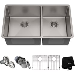 33 Inch Undermount 60/40 Double Bowl Kitchen Sink - 33" Undermount 60/40 Double Bowl 16 Gauge Stainless Steel Kitchen Sink with Accessories view