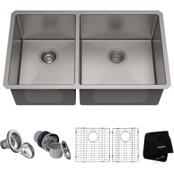 33 Inch Undermount 60/40 Double Bowl Kitchen Sink - 33" Undermount 60/40 Double Bowl 16 Gauge Stainless Steel Kitchen Sink view