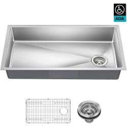 32 Inch Undermount Single Bowl Kitchen Sink  - 33” ADA Compliant Undermount Single Bowl 18-Gauge Stainless Steel Kitchen Sink view