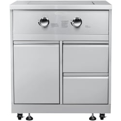 32 Inch Outdoor Kitchen Liquid Propane Side Burner  - 32 in. Outdoor Kitchen Liquid Propane Side Burner with Bottom Cabinet in Stainless-Steel (KM-OKS-SBC) view