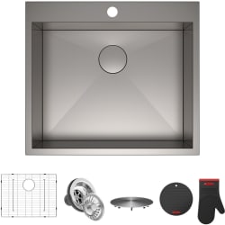 25 Inch Zero-Radius Topmount Single Bowl Kitchen Sink - Main View view