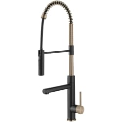 Single Handle Pull Down Commercial Kitchen Faucet  - Commercial Style Pull-Down Single Handle Kitchen Faucet with Pot Filler in Spot Free Antique Champagne Bronze / Matte Black view