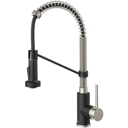 Single Handle Commercial Kitchen Faucet - Commercial Style 2-Function Single Handle Pull Down Kitchen Faucet in Stainless Steel / Matte Black view