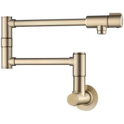 Single Hole Wall Mounted Pot Filler Kitchen Faucet  - Wall Mount Pot Filler Kitchen Faucet with Retractable Arm in Spot-Free Antique Champagne Bronze view
