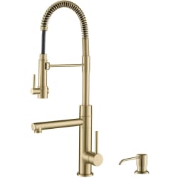 2-Function Commercial Pre-Rinse Sprayer Kitchen Faucet - Artec Pro™ 2-Function Commercial Style Pre-Rinse Kitchen Faucet with Soap Dispenser in Spot Free Antique Champagne Bronze Finish view
