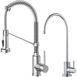 Single Handle Pull-Down Kitchen Faucet - Bolden™ Commercial Style Pull-Down Kitchen Faucet and Water Filter Faucet Combo in Chrome view