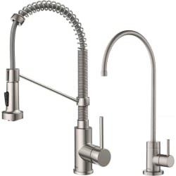 Single Handle Pull-Down Kitchen Faucet  - Bolden™ Commercial Style Pull-Down Kitchen Faucet and Water Filter Faucet Combo in Spot Free Stainless Steel view