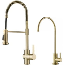 Single Handle Commercial Kitchen Faucet  - Britt™ Commercial Style Kitchen Faucet and Water Filter Faucet Combo in Spot Free Antique Champagne Bronze view