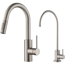Single Handle Pull-Down Kitchen Faucet - Oletto™ Pull-Down Kitchen Faucet and Water Filter Faucet Combo in Spot Free Stainless Steel view