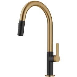 Single Handle Pull-Down Kitchen Faucet - Single Handle Pull Down Kitchen Faucet in Spot-Free Brushed Brass / Matte Black view