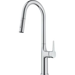 Single Handle Pull Down Sprayer Kitchen Faucet  - Tall Modern Pull-Down Single Handle Kitchen Faucet in Chrome view