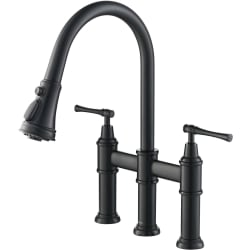 Transitional Bridge Pull-Down Kitchen Faucet - Allyn™ Transitional Bridge Kitchen Faucet with Pull-Down Sprayhead in Matte Black view