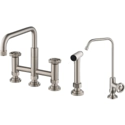 Industrial Bridge Kitchen Faucet - Urbix™ Industrial Bridge Kitchen Faucet and Water Filter Faucet Combo in Spot Free Stainless Steel view