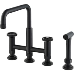 Industrial Bridge Kitchen Faucet - Urbix™ Industrial Bridge Kitchen Faucet with Side Sprayer in Matte Black view