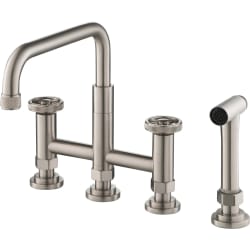 Urbix™ Industrial Bridge Kitchen Faucet - Urbix™ Industrial Bridge Kitchen Faucet with Side Sprayer in Spot Free Stainless Steel view