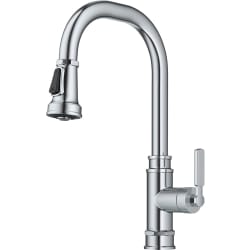 Transitional Industrial Pull-Down Single Handle Kitchen Faucet in Chrome, - Transitional Industrial Pull-Down Single Handle Kitchen Faucet in Chrome view