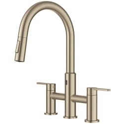 Double Handle Touchless Sensor Bridge Kitchen Faucet  - Touchless Sensor Bridge Kitchen Faucet with Pull-Down Sprayhead in Spot-Free Antique Champagne Bronze view