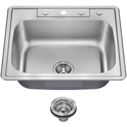 25 Inch Drop-In/Top Mount Single Bowl Kitchen Sink  - 25” Drop In / Top Mount Single Bowl 18-Gauge Stainless Steel Kitchen Sink view