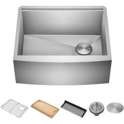 Apron Front Kore™ Workstation Farmhouse Single Bowl Kitchen Sink - 24" Farmhouse Apron Front Workstation 16 Gauge Stainless Steel Single Bowl Kitchen Sink with Accessories view