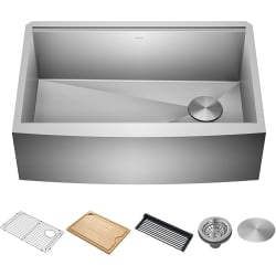 Kore™ 30 Inch Farmhouse Workstation Single Bowl Kitchen Sink  - Workstation 30-inch 16 Gauge Stainless Steel Single Bowl Farmhouse Kitchen Sink view