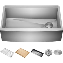 Kore™ 33 Inch Farmhouse Workstation Single Bowl Kitchen Sink - Kore™ 33 Inch Farmhouse Workstation Single Bowl Kitchen Sink with 5-Piece Chef's Kit view