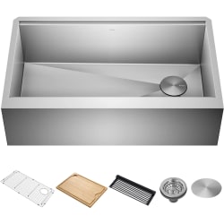 Kore™ Workstation 33 Inch Single Bowl Farmhouse Kitchen Sink - Kore™ Workstation 33 Inch Single Bowl Farmhouse Kitchen Sink with 5-Piece Chef's Kit view