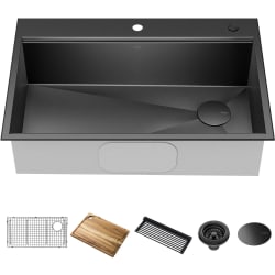 33 Inch Kore™ Top Mount Drop-In Workstation Single Bowl Kitchen Sink  - 33 Inch Kore™ Top Mount Drop-In Workstation Single Bowl Kitchen Sink with Accessories view