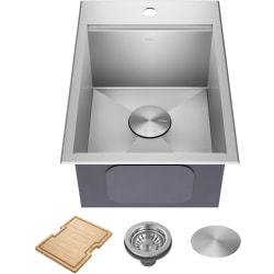 15 Inch Kore™ Drop-In Top Mount Workstation Single Bowl Kitchen Bar Sink - 15 Inch Kore™ Drop-In Top Mount Workstation Single Bowl Kitchen Bar Sink with Accessories view