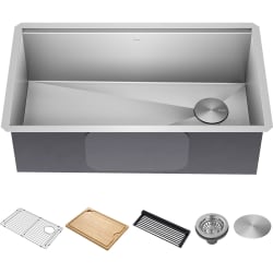 Kore™ 32 Inch Undermount Workstation Single Bowl Kitchen Sink - Kore™ 32 Inch Undermount Workstation Single Bowl Kitchen Sink with 5-Piece Chef's Kit view