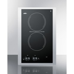 15 Inch Electric Cooktop  - 12" Wide 230V 2-Burner Radiant Cooktop view