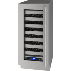 15 Inch Built-In Wine Cooler with 28 Bottle Capacity, 7 Full Extension Racks, Convection Cooling, U-Adjust™ Interior, and Star K: Stainless Frame, Left Hinge with Lock - 15 Inch Built-In Wine Cooler view