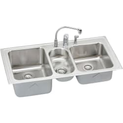 43 Inch Top Mount Triple Bowl Stainless Steel Sink Package - Featured View view