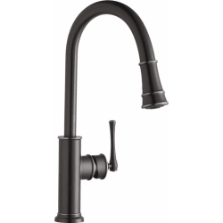 Single Lever Pull-Down Kitchen Faucet - Antique Steel Front View view