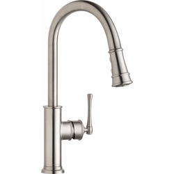 Single Lever Pull-Down Kitchen Faucet  - Lustrous Steel Front View view
