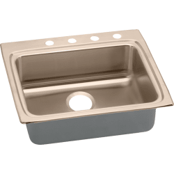 25 Inch Top Mount Single Bowl Drop-In Sink  - 25 Inch Antimicrobial Copper Single Bowl Drop-In Kitchen Sink view