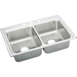 33 Inch Top Mount Double Bowl Stainless Steel Sink - Featured View view