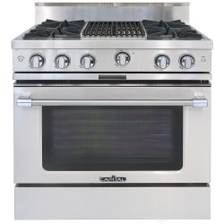 36 Inch Freestanding Gas Range  - 36-Inch Classic Chef Gas Range in Stainless Steel with 4 Open Burners & Grill view