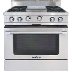 36 Inch Freestanding Gas Range  - 36-Inch Classic Chef Gas Range in Stainless Steel with 4 Open Burners & Griddle view