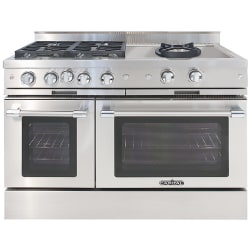 48 Inch Freestanding Gas Range  - 48-Inch Classic Chef Gas Range in Stainless Steel with 4 Sealed Burners & 24-Inch Open Power Wok view