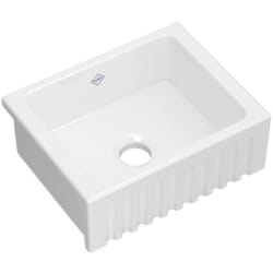 18 Inch Single Bowl Farmhouse Apron Front Fireclay Kitchen Sink  - 18 Inch Single Bowl Farmhouse Apron Front Fireclay Kitchen Sink with 3 1/2" Drain Connection view