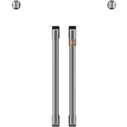 Two French Door Handles for Wall Ovens: Brushed Stainless Steel - Product Photos_Un-installed/free-standing_Closed View view
