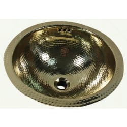 13 Inch Diameter Undermount Bathroom Sink  - 13 Inch Hand Hammered Brass Round Undermount Bathroom Sink, Brass With Overflow view