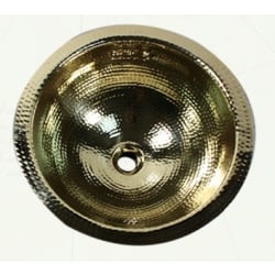 13 Inch Diameter Undermount Bar/Prep Sink - 13 Inch Hand Hammered Brass Round Undermount Bar Room Sink with Drain Opening view