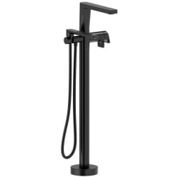 Thermostatic Single Hole Floor Mount Tub Filler Trim  - Thermostatic Single Hole Floor Mount Tub Filler Trim in Black view