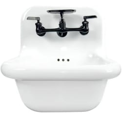 16 1/2 Inch Fireclay Wallmount Bathroom Sink  - 16 1/2 Inch Fireclay Wallmount Bathroom Sink with 6 1/4 Inch Bowl Depth view