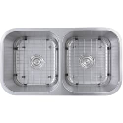 32 Inch Double Bowl Undermount Kitchen Sink - 23 Inch Undermount Single Bowl Kitchen Sink with 16 Gauge Stainless Steel Top View view