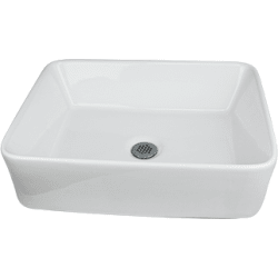 19 Inch Top Mount Bathroom Sink - Nantucket White Vessel Sink view