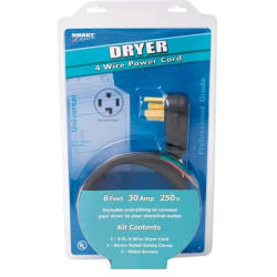 6' 30-Amp. 4-Prong Dryer Cord - Front View view